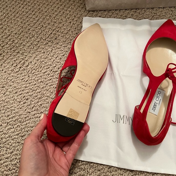 NIB Jimmy Choo Vanessa Flat in Red Suede - Picture 4 of 8